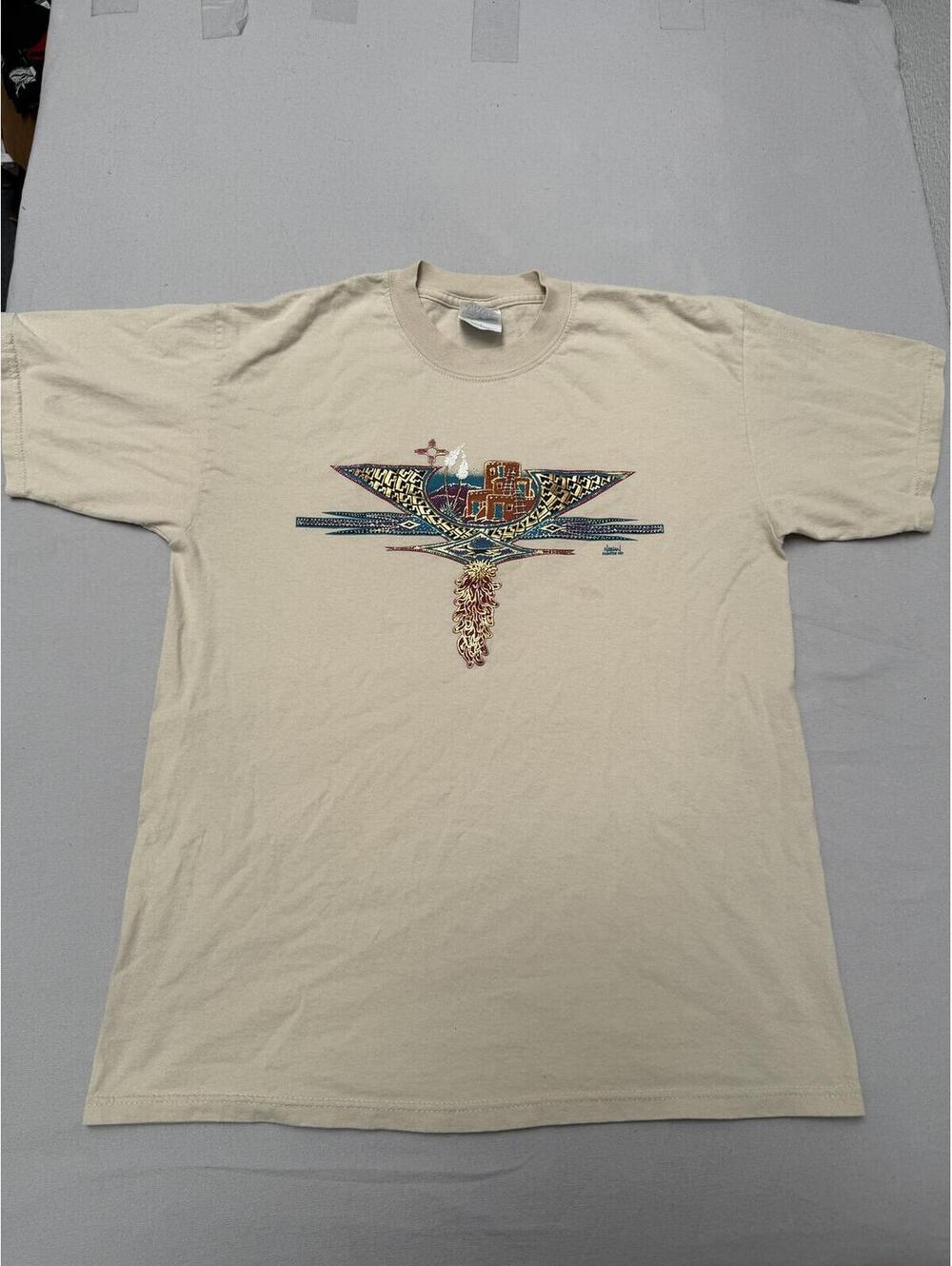 Vintage Southwest Native Adobe Art Painted Sky Nathan - L